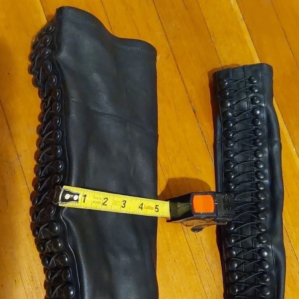 VC John Camuto Black Lamb leather OTK Thigh high Cut out Punk Sexy Boots S.7.5